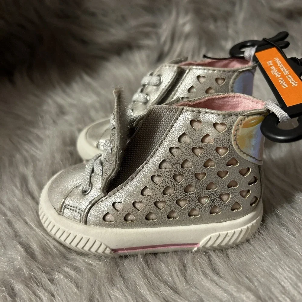 Wonder Nation Shoes Baby Girls‎ Size 6 Grey Heart High Top NEW